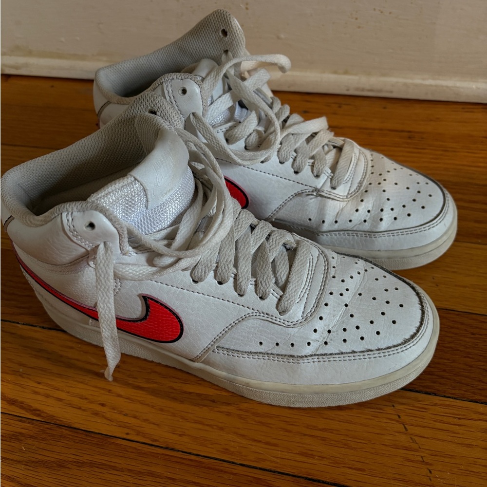 Nike White and Red High-Top Sneakers - Picture 3 of 3